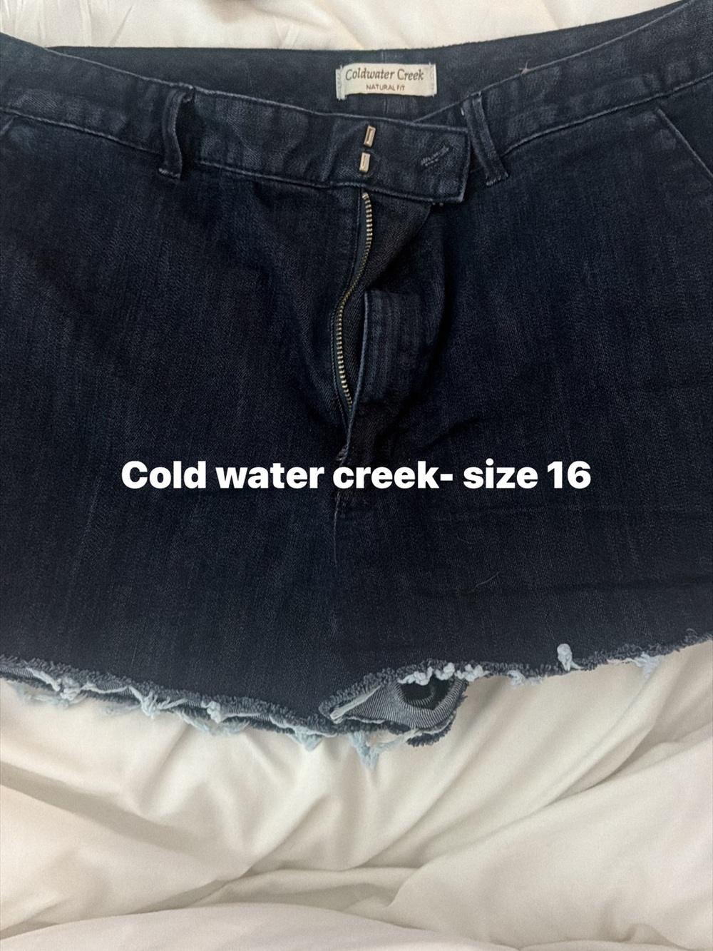 Coldwater Creek Dark Indigo Frayed Hem Denim Shorts